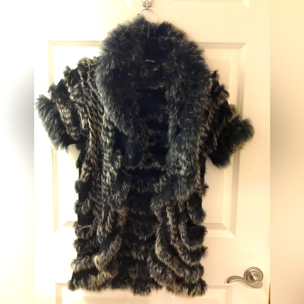 Rabbit and fox fur Dolce Cabo knit and fur cardigan